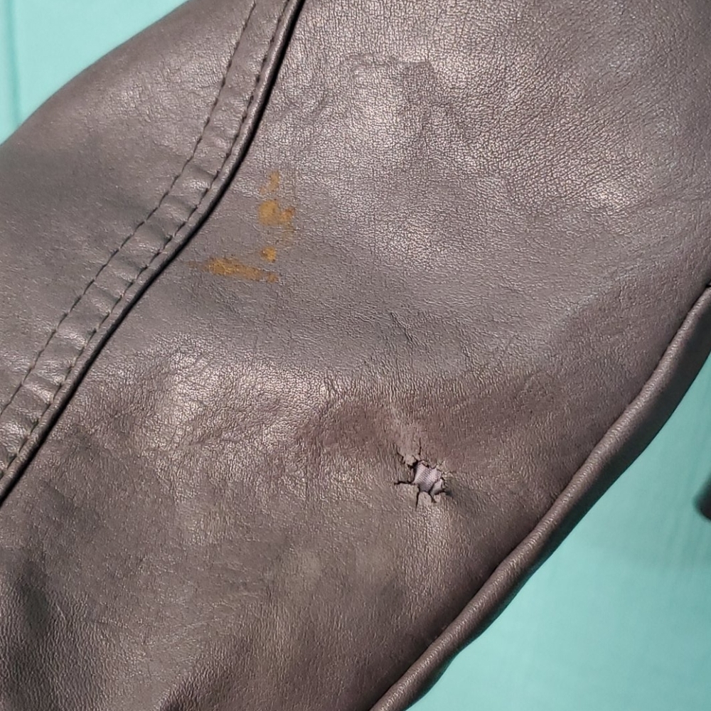 ❤️ JouJou faux leather gray motorcycle jacket with zipper & 2 pockets si… - Picture 4 of 4